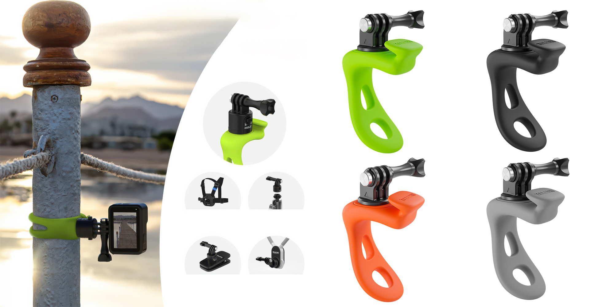 Mocowanie elastyczne Telesin TLQ-001 do kamer sportowych - czarne